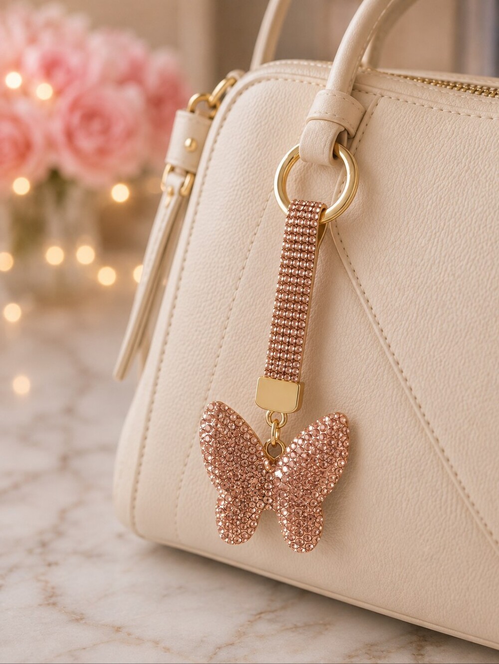 Rose Gold Butterfly Charm